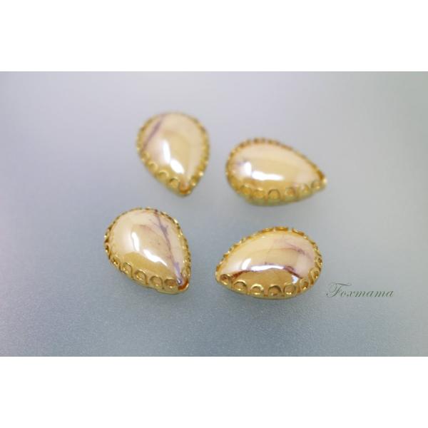 ビジュー 4個 セラミック 陶磁 水滴 雫 ドロップ ベージュ 台座ゴールド(JDP14QBGJQM...