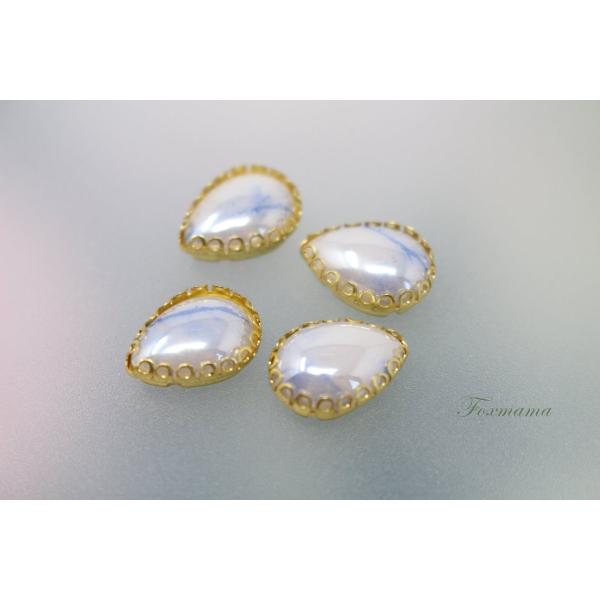 ビジュー 4個 セラミック 陶磁 水滴 雫 ドロップ 白 台座ゴールド(JDP14QWHJQM1)