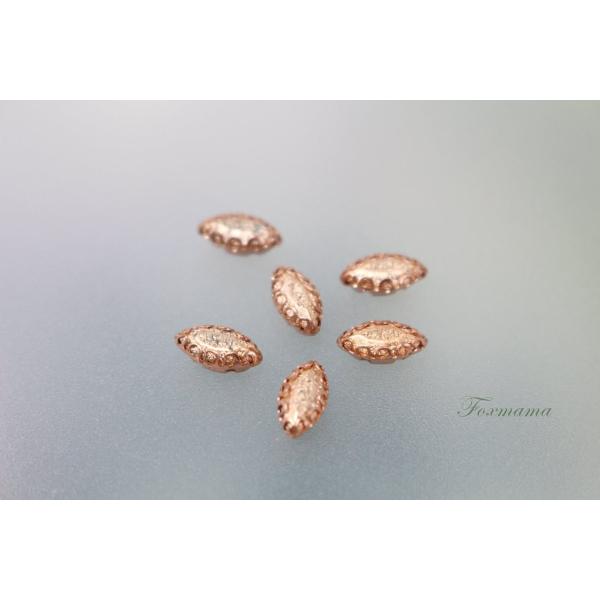 ビジュー 6個 アクリル アンティーク風 ホースアイ ローズゴールド 台座ローズゴールド(JHE08...