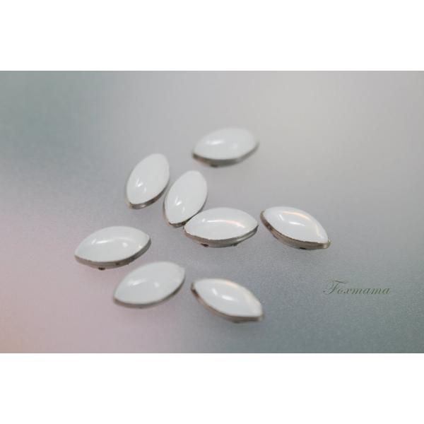 ビジュー 8個 アクリル ホースアイ 白 台座シルバー(JHE10KWHJQM2)