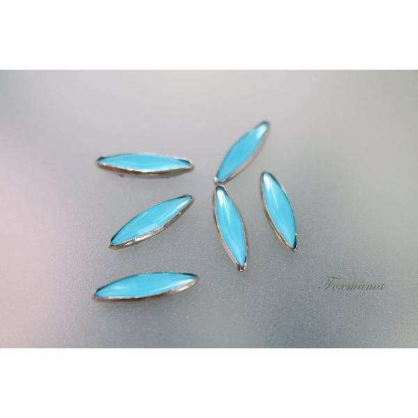 ビジュー 6個 アクリル ホースアイ 青 台座シルバー(JHE15KBLJQM2)