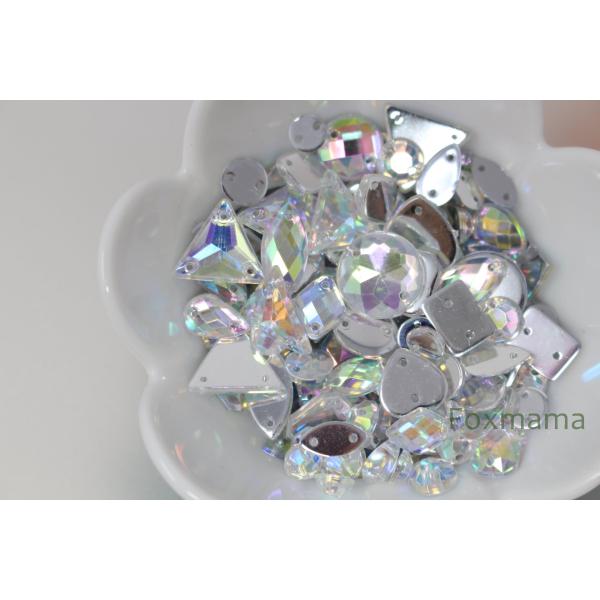 アクリルビジュー 約20g オーロラ透明 形・サイズmix 通し穴あり (JMXZZAMXZZHA)