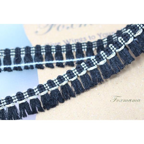 フリンジリボン・ブレード 1m 金ラメ ブラック 黒 (KFR15LBKJH00)