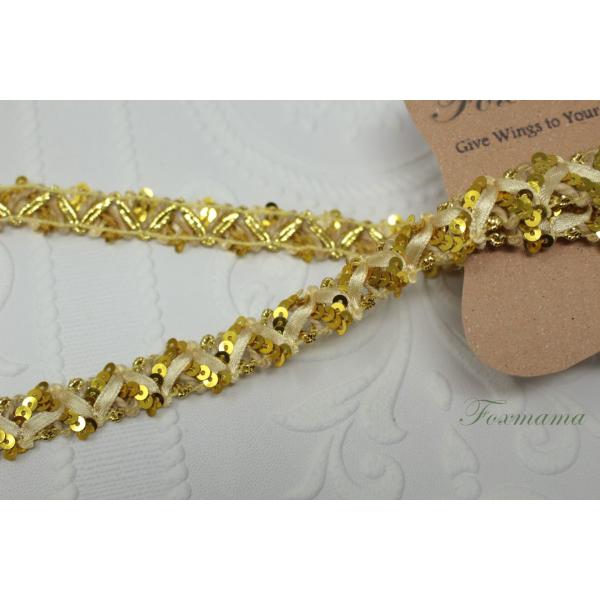 ブレード 2m 幅約19mm スパンコール付き 金色 ゴールド (KWV190GLSJSP)