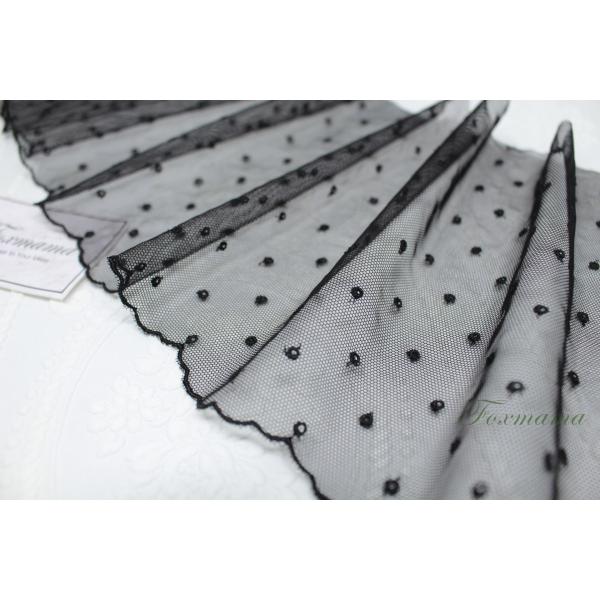 片山チュール刺繍レース 1m ドット 黒 (LDTA92BKHYKY)