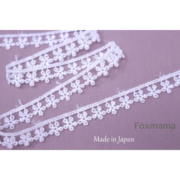 日本製レーヨンケミカルレース 細巾 1m 花 オフ白 (LFL101OWAP00)