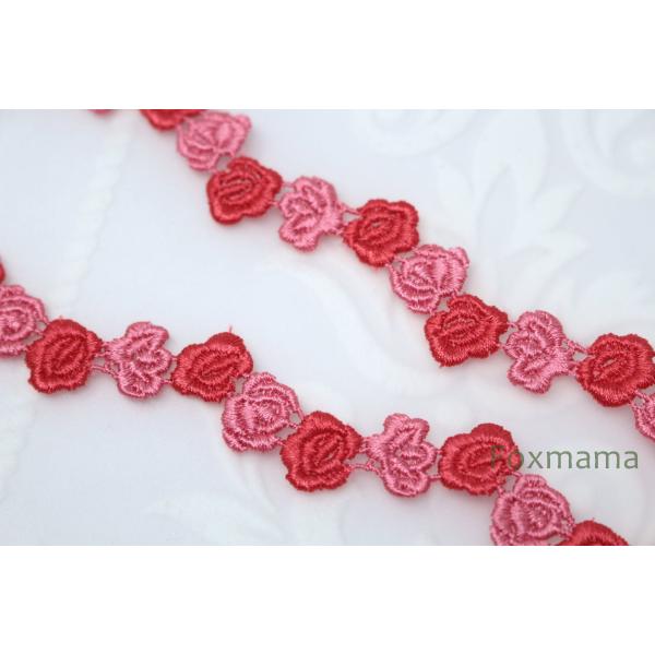 ケミカルレース 1m 花 フラワー 濃ピンク (LFL141DPWS00)