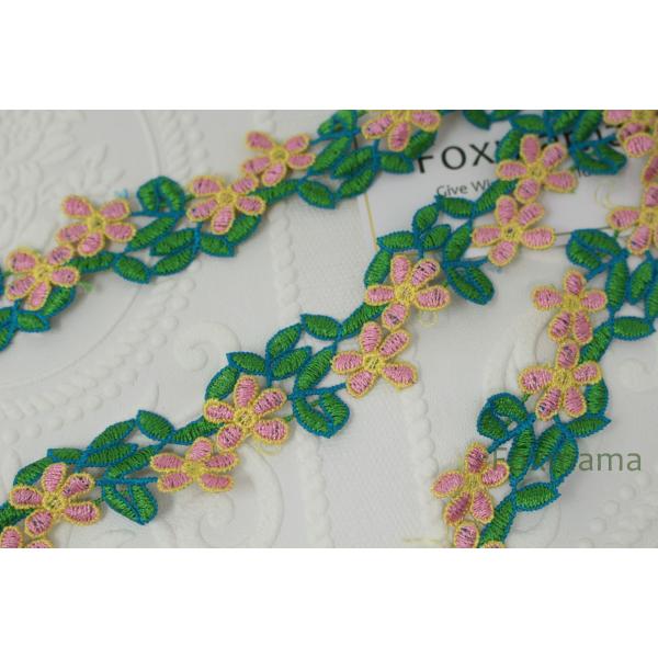 【セール品】ケミカルレース 1m 花 ピンク×緑 (LFL301PKHW00)