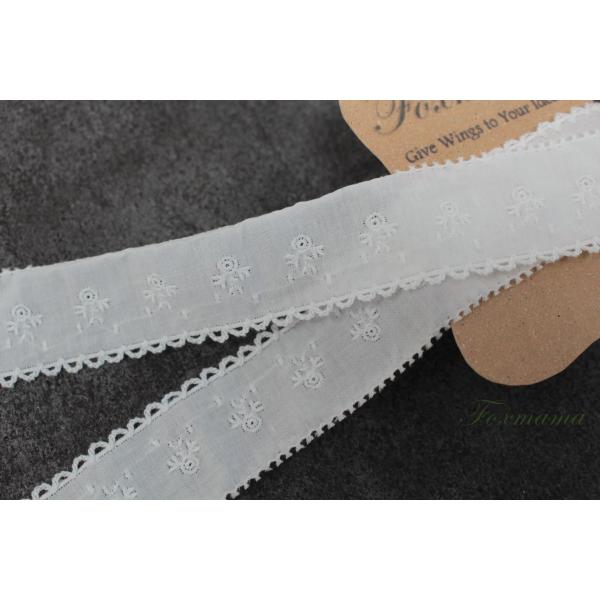 刺繍レース 0.5m 綿 花 端ステッチ キナリ (LFL30CKNHY00)