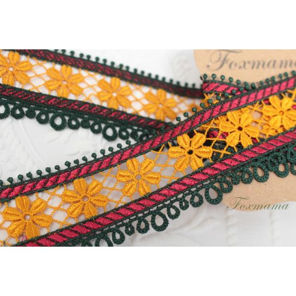 ケミカルレース 0.5m 民族調 花 オレンジ ミックスカラー (LFL461OGHL00)