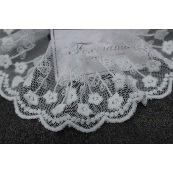 チュール刺繍レース 1m 花 片山 キナリ (LFL552KNHYKY)
