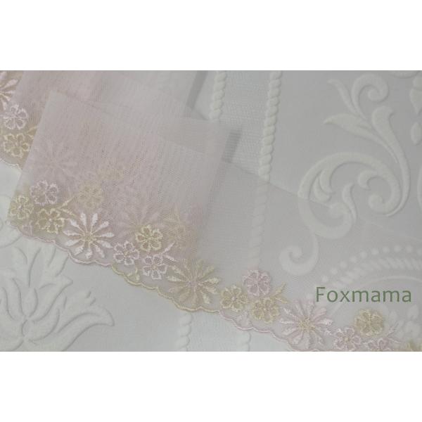 【セール品】片山幅広チュール刺繍レース 3m 花 薄ピンク色×薄黄色 (LFL702FPHDKY)