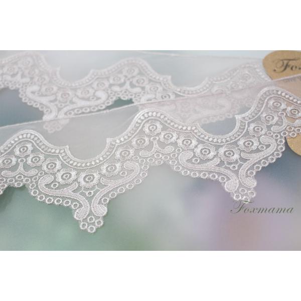 チュールレース 0.5m 花 宮廷柄 モカベージュ (LFL822MCJH00)