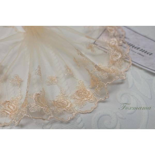 両山チュール刺繍レース 1m 花 オレンジ系 (LFLA22OGSJRY)