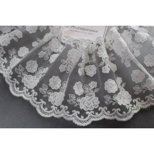 チュール幅広両山レース 0.5m 花 オフ白 (LFLA22OWSHRY)
