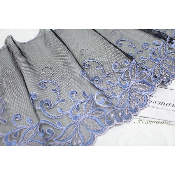 チュールレース 0.5m 花 片山 黒 x 青系 (LFLA82BLHWKY)