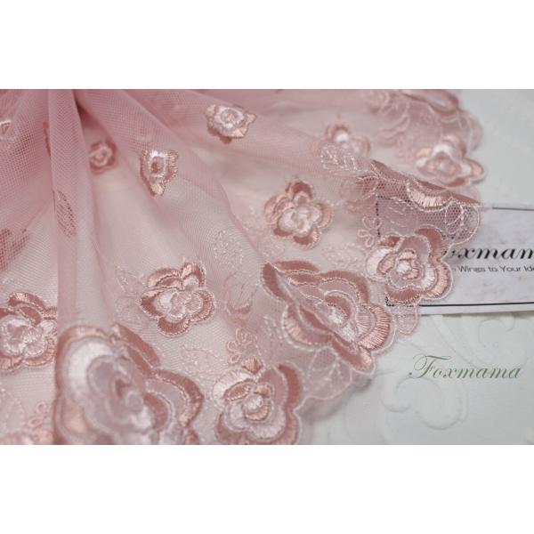 片山チュール刺繍レース 0.5m 花 ヌードピンク系 幅広 (LFLA82NPHWKY)