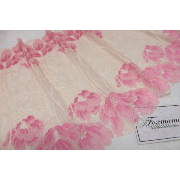 ストレッチレース 0.5m 花 ピンク x 薄オレンジ (LFLB50PKHLSC)