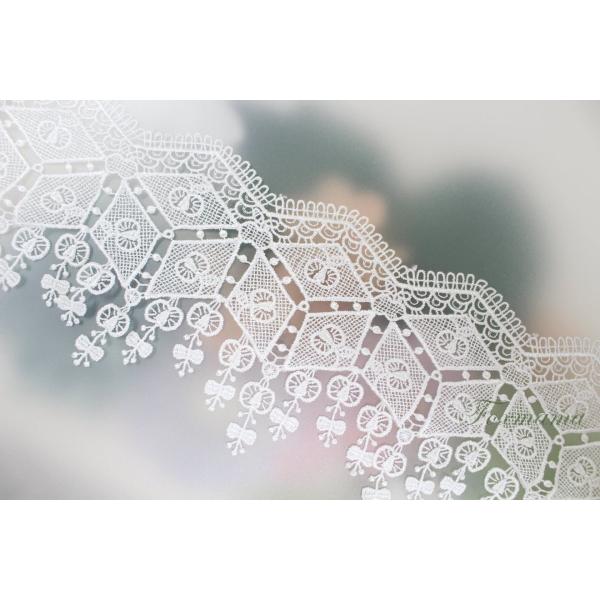 ケミカルレース 50cm 幅広 菱形 フリンジ  キナリ (LFRA01KNJB00)