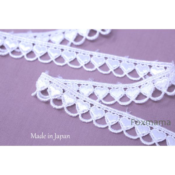 日本製レーヨンケミカルレース 1m ハート スカラップ オフ白 (LHT151OWAP00)