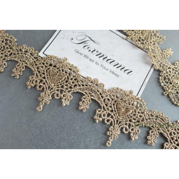 ケミカルレース 1m ハート 宮廷風 ラメ糸 金色 ゴールド (LHT431GLHDLM)