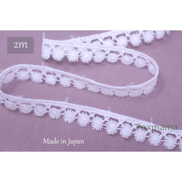 日本製綿ケミカルレース 細巾 2m 花 オフ白 (LKC101OWAP00)