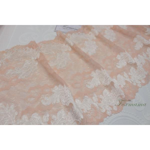 ストレッチレース 0.5m 葉 雲 羽根 ピンクオレンジ系 (LLFB30OPHLSC)