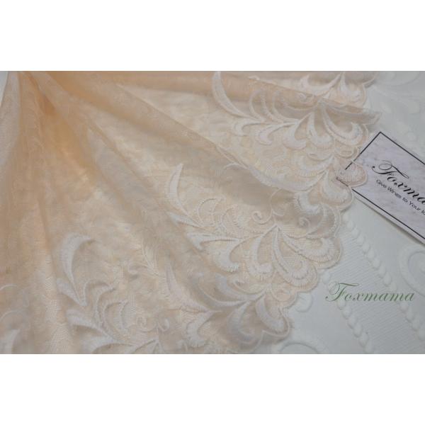 片山チュール刺繍レース 0.5m 葉っぱ オレンジ系 (LLFB42OGHYKY)