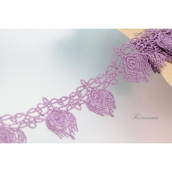 ケミカルレース 1m 孔雀 羽根 葉っぱ 紫 (LPC351PPJH00)