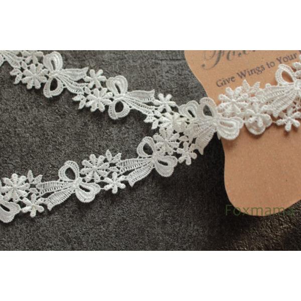 [訳あり] ケミカルレース 1m リボン 花 オフ白 (LRB231OWHD00)