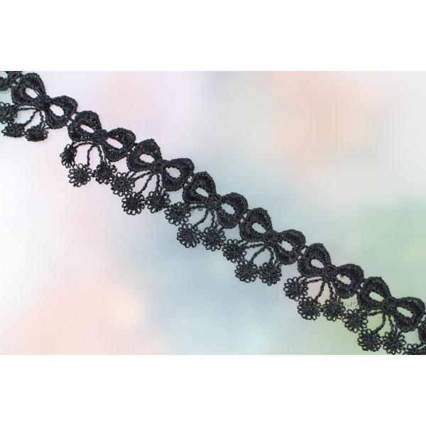 ケミカルレース 1m リボン 小花 黒 (LRB291BKJL00)
