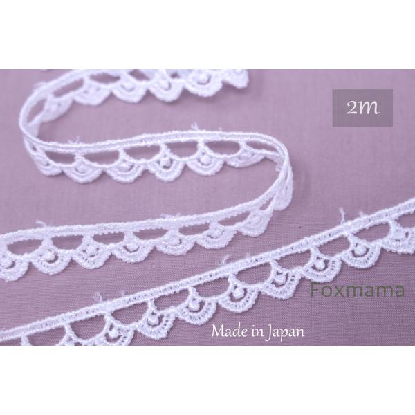 日本製レーヨンケミカルレース 細巾 2m スカラップ オフ白 (LSC101OWAP00)