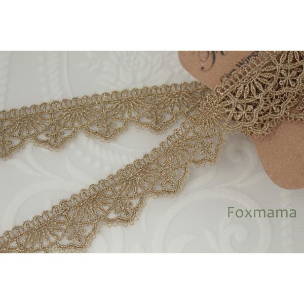 ケミカルレース 1m スカラップ 金色ラメ糸 (LSC271GLEHLM)