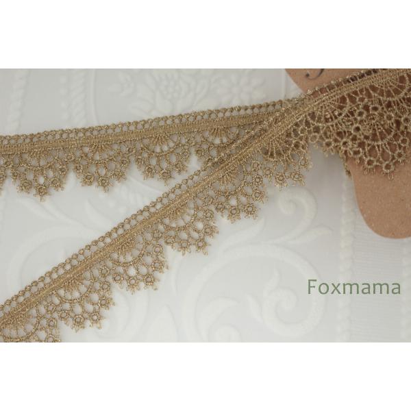 ケミカルレース 1m スカラップ ドット 金色ラメ糸 (LSC301GLEHLM)