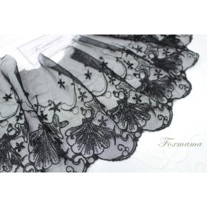 片山チュール刺繍レース 1m シェル 貝 海 オフ白キナリ (LSLA62KNHYKY