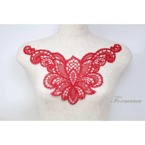 ケミカルレースモチーフ 1枚 花 フラワー 葉っぱ 大柄 赤 (MCLC01RDJH00)