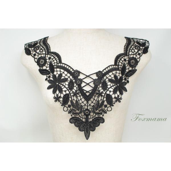 ケミカルレースモチーフ 1枚  宮廷風 花 黒 (MCLC51BKSE00)