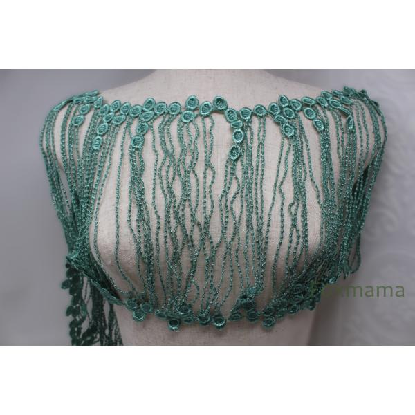 【セール品】ケミカルレース 65cm ドット柄 フリンジ ラメ糸 緑色 (MDTB41ELZZ99)