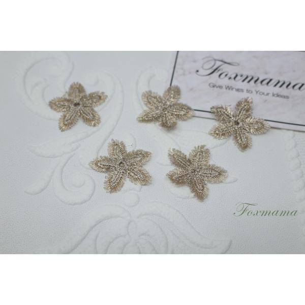 ケミカルフラワーモチーフ 5枚 花 金ラメ (MF5281GLSHLM)