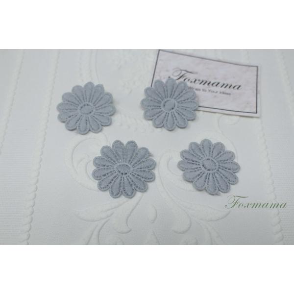ケミカルフラワーモチーフ 4枚 花 グレー (MFL411GYSH00)