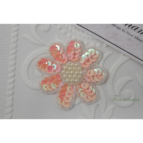 スパンコールとビーズのモチーフ 花 フラワー オレンジ系 (MFL600OPBSSP)