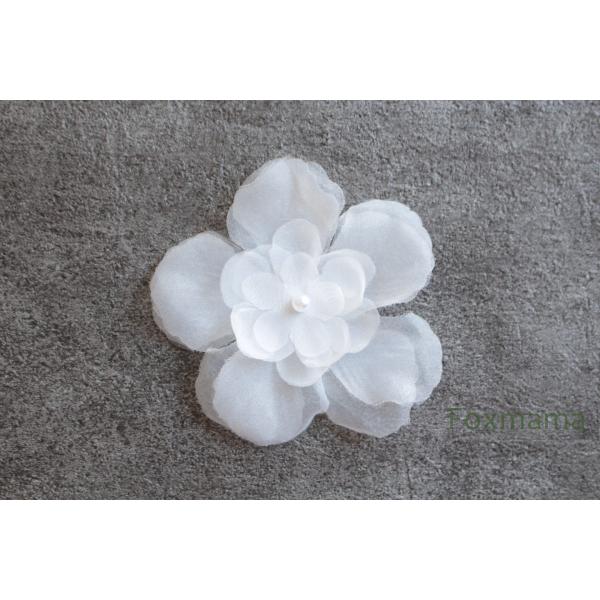 オーガンジーモチーフ 1個 花 パール風ビーズ オフ白 (MFL953KNWW3D)