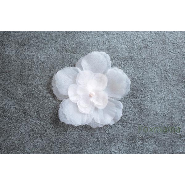 オーガンジーモチーフ 1個 花 パール風ビーズ 薄サーモンピンク色 (MFL953SPWW3D)