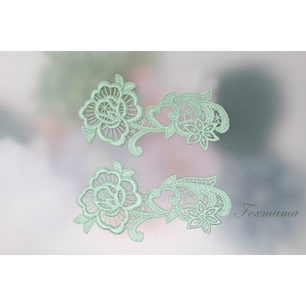 ケミカルレースモチーフ 2枚 花 フラワー 11cm 薄緑 (MFLA11FNJJ0A)