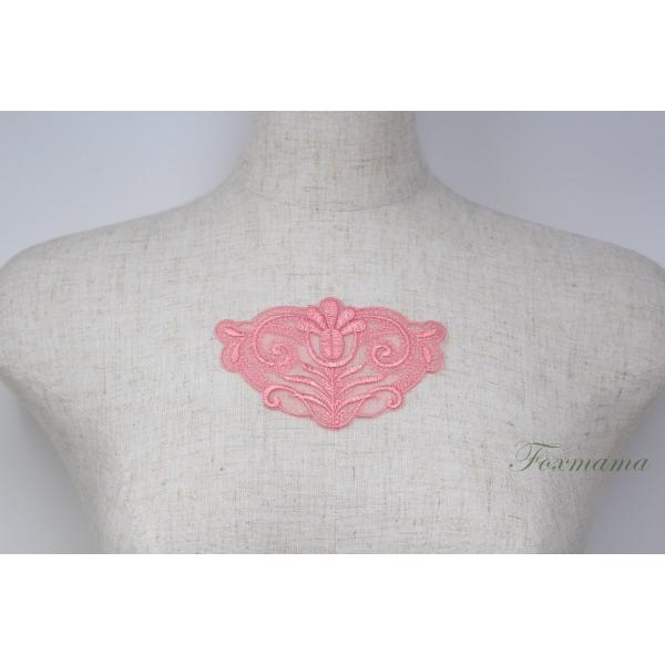 チュール刺繍モチーフ 1枚 花 ピンク(MFLA12PKJH00)