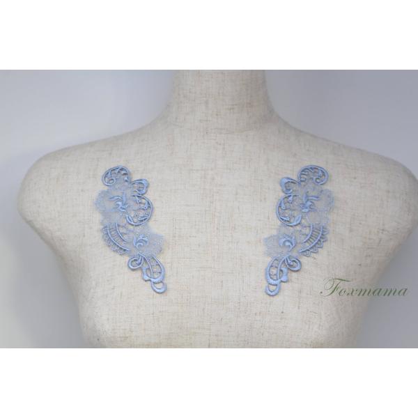 ケミカルレースモチーフ 1対 花 フラワー 青グレー (MFLA31BHJHJL)