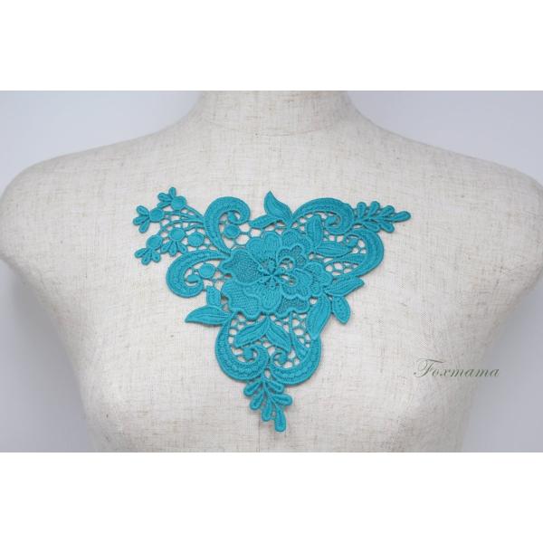 ケミカルレースモチーフ 1枚 花 葉っぱ 青緑 (MFLA71GBJQ00)