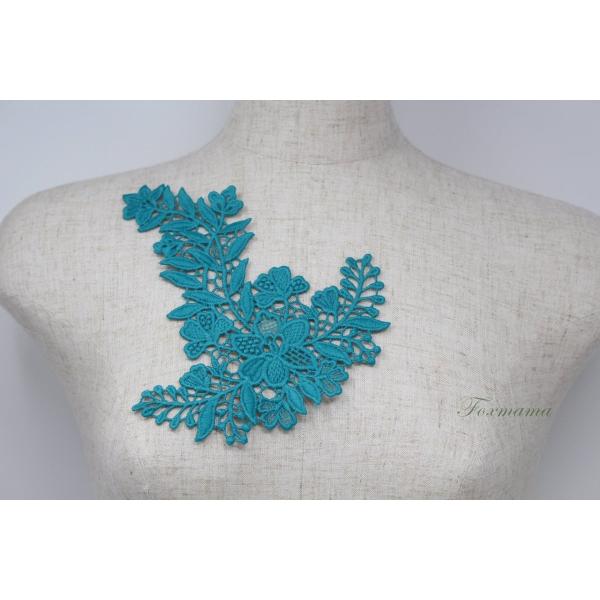 ケミカルレースモチーフ 1枚 花 葉っぱ(Aタイプ) 青緑 (MFLA81GBJQ0A)