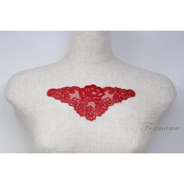 チュール刺繍モチーフ 1枚 花 赤 (MFLA82RDJH00)