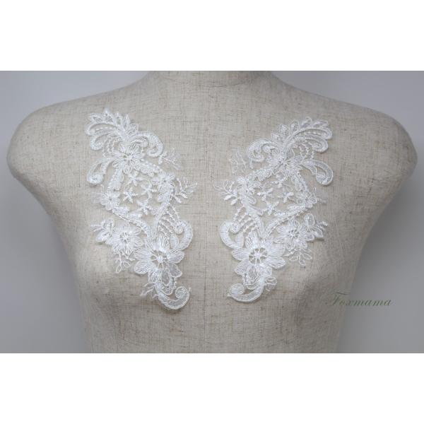 チュールコード刺繍モチーフ 1対 花 キナリ(MFLB02KNJLJL)